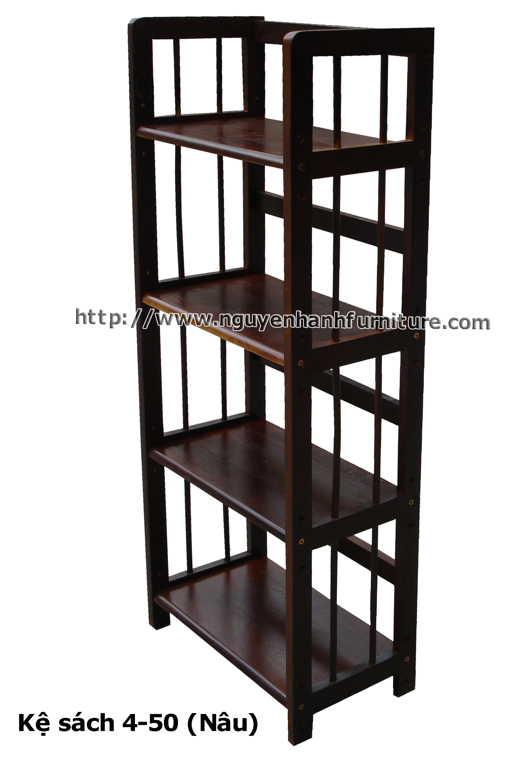 Name product: 4 storey Adjustable Bookshelf 50 (Brown) - Dimensions: 50 x 28 x 120 (H) - Description: Wood natural rubber